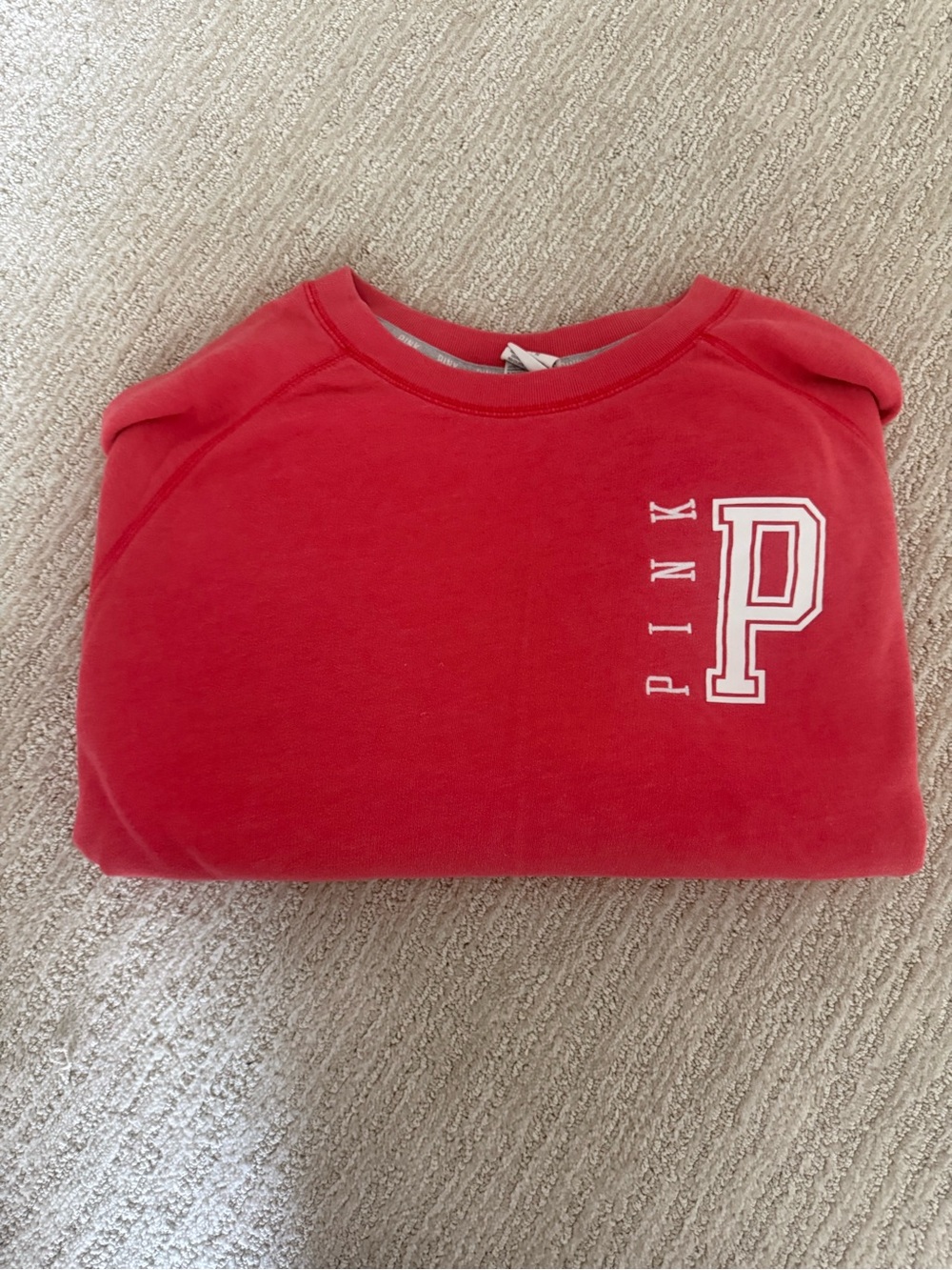 Victoria's Secret PINK Coral-Red Crewneck Sweatshirt - Picture 2 of 3
